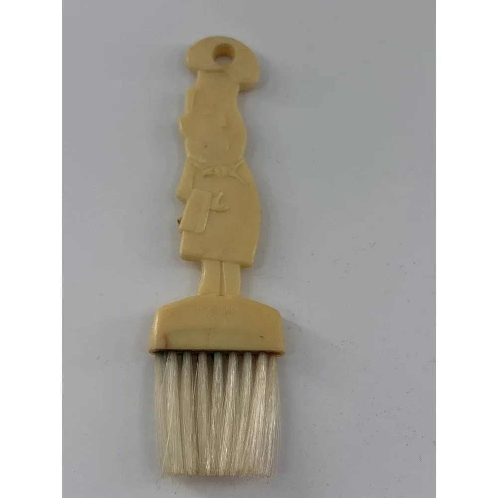 VINTAGE Plastic Figural HANDLE CHEF Pastry Brush 70's Empire Gold VGC